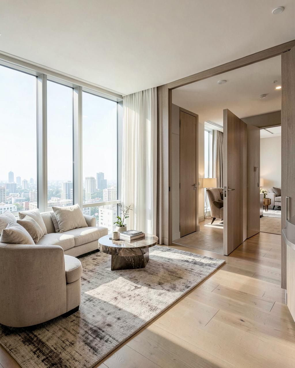 Sunlit condominium interior ready for an open house